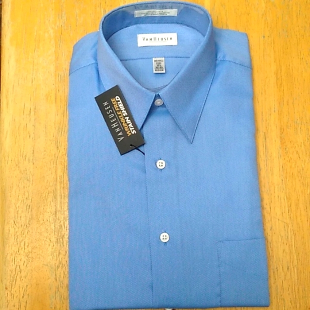 🎉HP🎉 Van Huesen Broadcloth Blue Dress Shirt, 15-1/2 / 32-33, NWT
